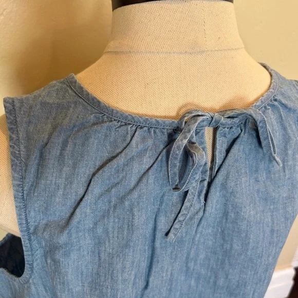 J Crew Swingy Tank in Chambray Blue Buoy Wash Cotton Linen Size Medium - Picture 4 of 11